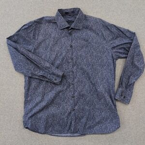 Alex Flusser Men's Long‎ Sleeve Button Down Shirt Blue Patterned Size L